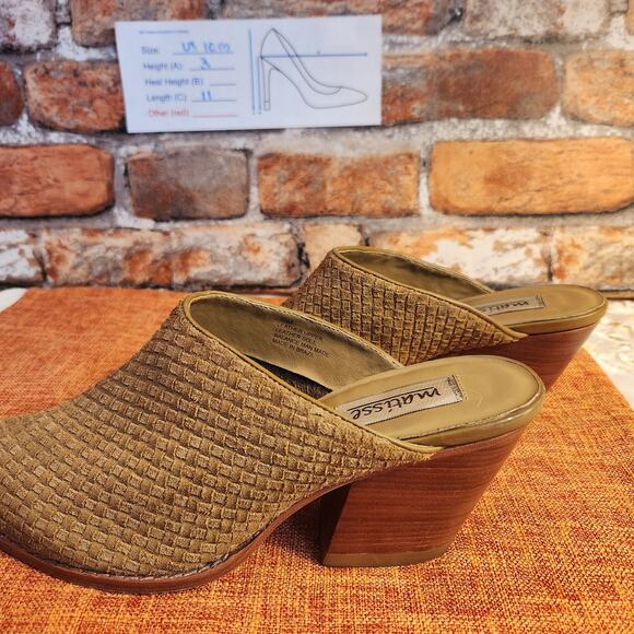 Matisse Basket Weave Leather Suede Block Heel Mule/Clog US Size 10 Anthropologie - Picture 6 of 11